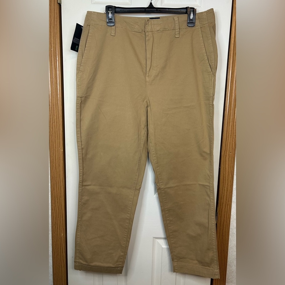 GAP Slim Ankle Pants Tan Khaki Chino Size 14 NWT Stretch Crop